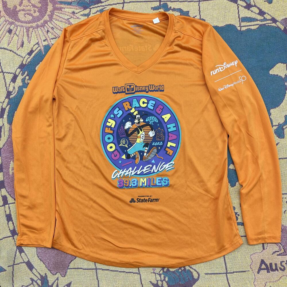 RunDisney Shirt Womens LARGE Goofy Race & A Half Challenge 2023 Long Sleeve